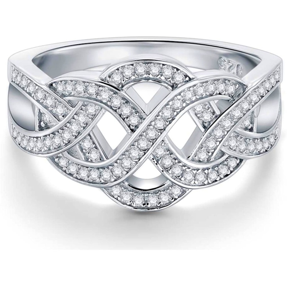 New Sterling Silver Ring, Twisted Infinity  Knot
Cubic Wedding Band Stackable